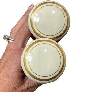Vintage Gainsborough Porcelain Door Knob Set White Gold Buckingham